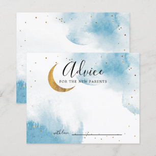 Tarjeta de consejo Baby Shower Blue Gold Moon Star