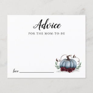 Tarjeta de consejo Baby Shower Blue Little Pumpkin