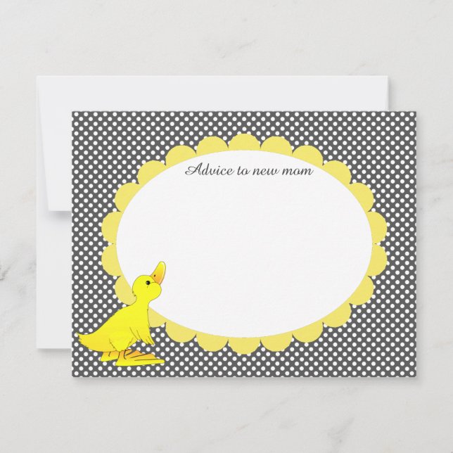 Tarjeta de consejo Baby Shower Cute Yellow Ducky (Anverso)