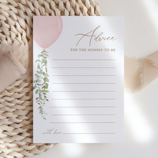 Tarjeta de consejo Baby Shower de globo rosa (Subido por el creador)