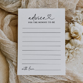 Tarjeta de consejo Baby Shower de guión moderno