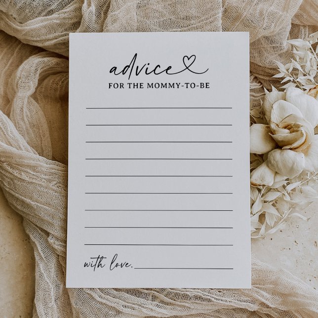Tarjeta de consejo Baby Shower de guión moderno (Subido por el creador)