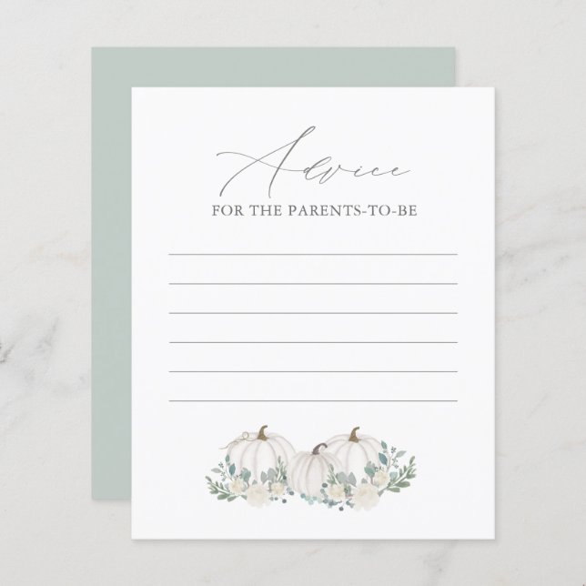 Tarjeta de consejo Baby Shower de la Calabaza de V (Anverso / Reverso)