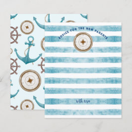 Tarjeta de consejo Baby Shower de marinero azul cú
