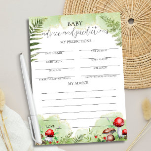 Tarjeta de consejo Baby Shower de Mushrooms Forest