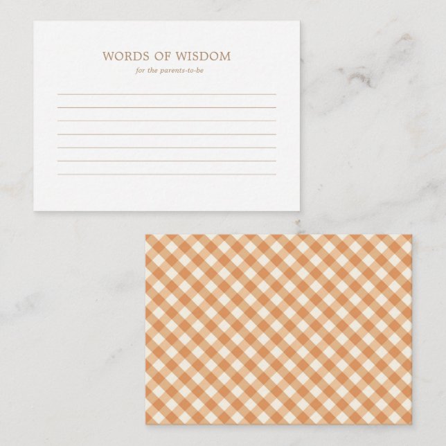 Tarjeta de consejo - Baby Shower de otoño rústico (Anverso / Reverso)