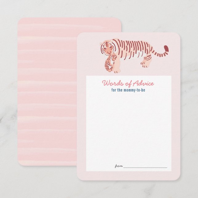 Tarjeta de consejo Baby Shower de Tigre Rosa (Anverso / Reverso)