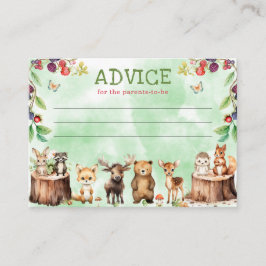 Tarjeta de consejo Baby Shower de Woodland Animals
