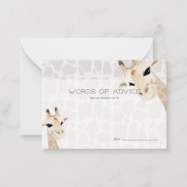 Tarjeta de consejo Baby Shower Giraffe Watercolor