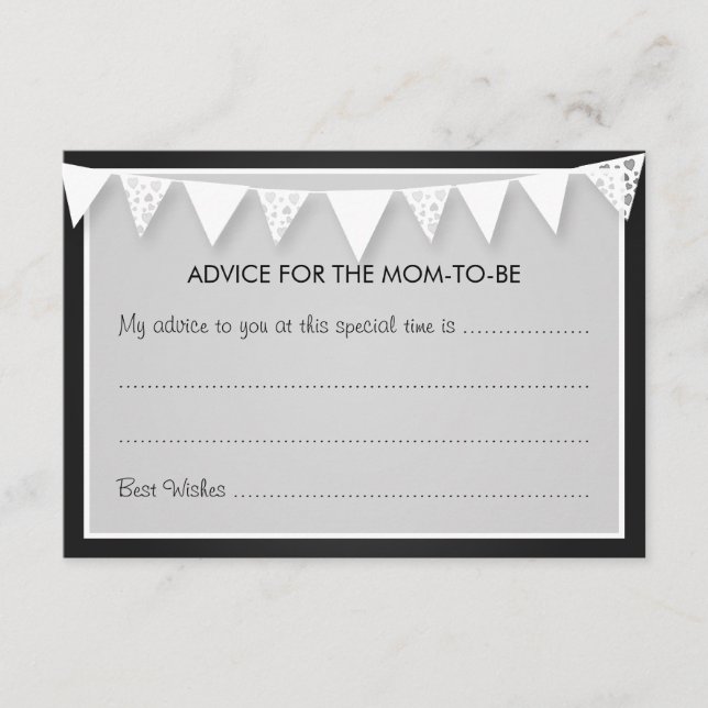 Tarjeta de consejo Baby Shower Love Bunting Black (Anverso)