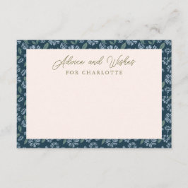 Tarjeta de consejo Baby Shower Navy Blue Floral