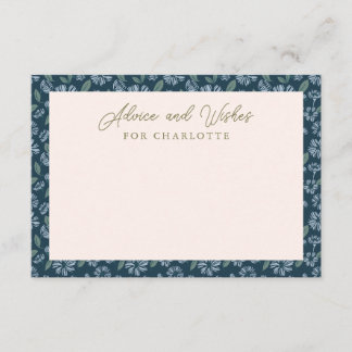 Tarjeta de consejo Baby Shower Navy Blue Floral