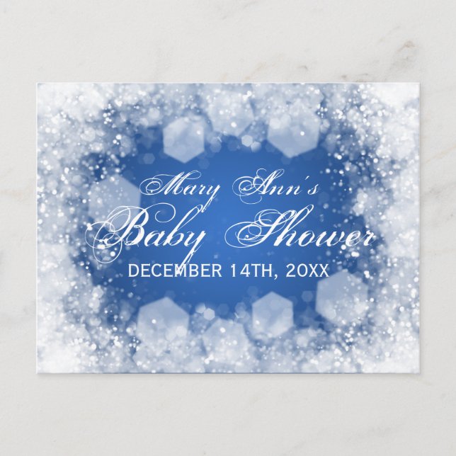 Tarjeta de consejo Baby Shower Night Sparkle Blue (Anverso)