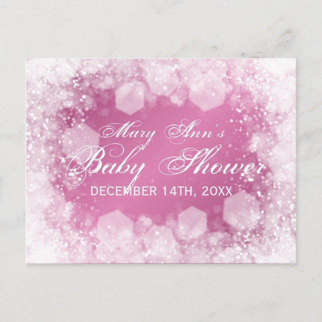 Tarjeta de consejo Baby Shower Night Sparkle Pink (Anverso)