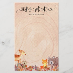 Tarjeta de consejo Baby Shower para animales de Wo