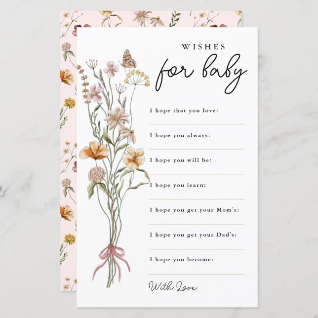 Tarjeta de consejo Baby Shower para bebés con dese (Anverso / Reverso)