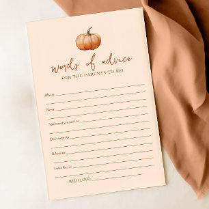 Tarjeta de consejo Baby Shower para calabaza peque
