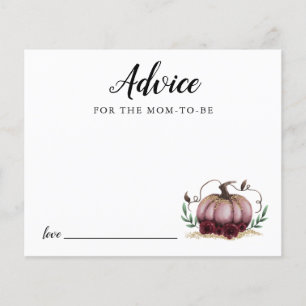 Tarjeta de consejo Baby Shower para calabaza rosa
