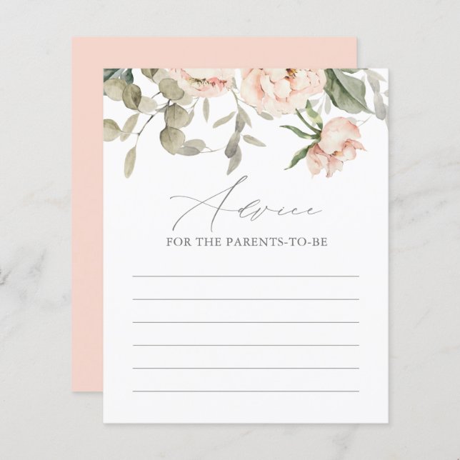 Tarjeta de consejo Baby Shower para mariposa rosa (Anverso / Reverso)