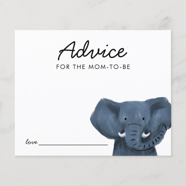 Tarjeta de consejo Baby Shower Safari Animal Eleph (Anverso)