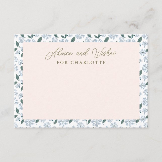 Tarjeta de consejo Baby Shower Sage and Dusty Blue (Anverso)