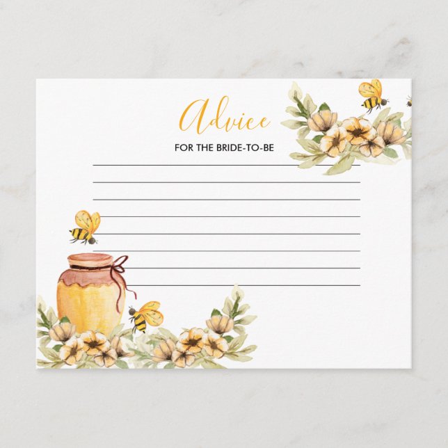 Tarjeta de consejo Bee Botanical Floral Baby Showe (Anverso)