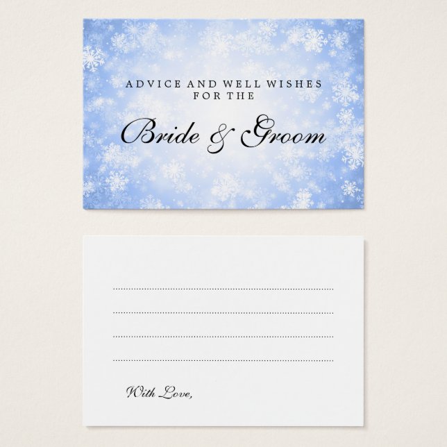 Tarjeta de consejo boda Blue Winter Wonderland (Anverso y reverso)