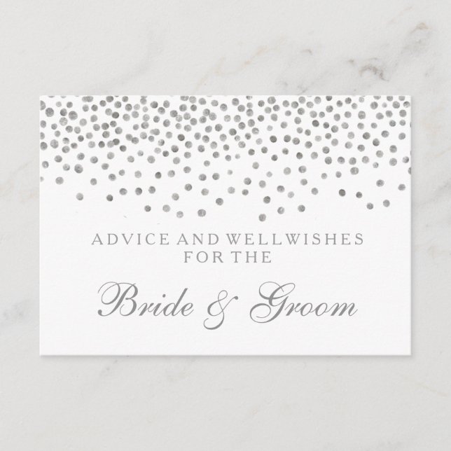 Tarjeta de consejo boda Elegant Silver Confetti (Anverso)