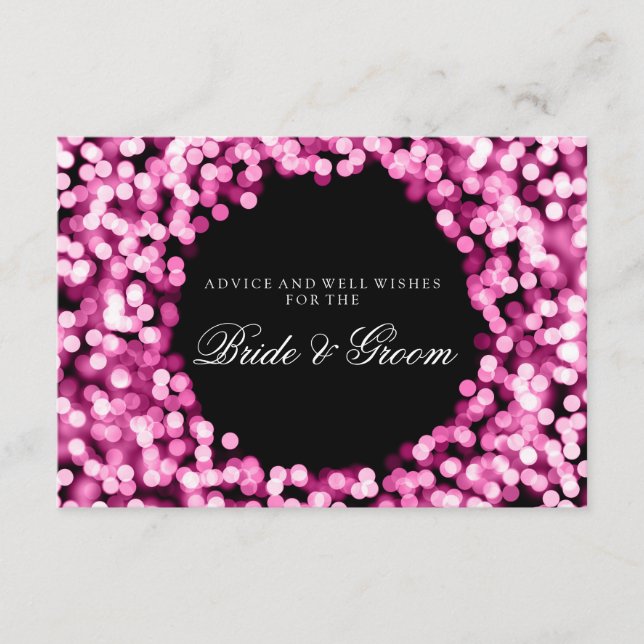 Tarjeta de consejo boda Luces de espárragos rosada (Anverso)