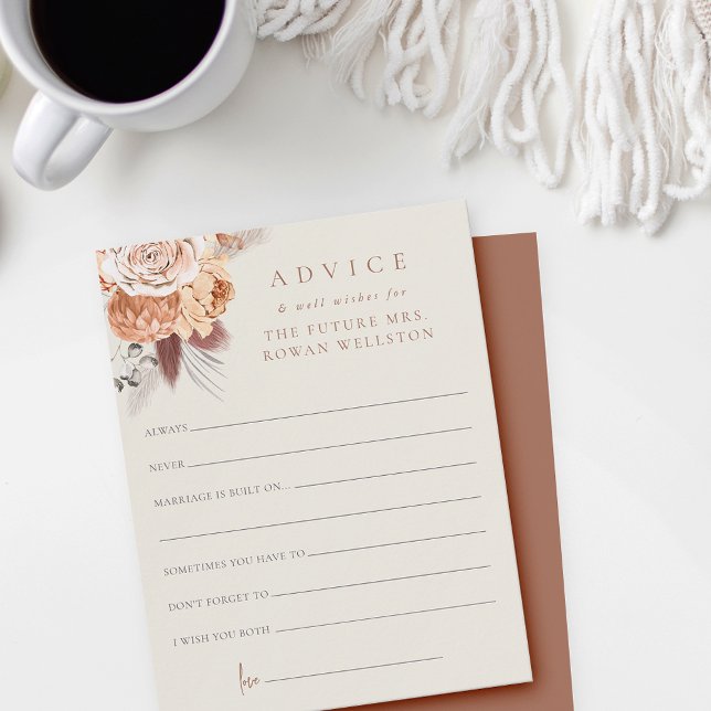 Tarjeta de consejo Boho Floral Coffee Bridal Showe (Subido por el creador)