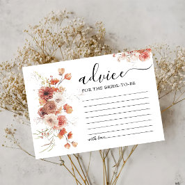 Tarjeta de consejo Boho Floral Otoño Bridal Shower