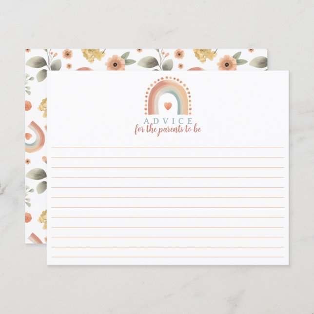 Tarjeta de consejo Boho Rainbow Baby Shower - acua (Anverso / Reverso)