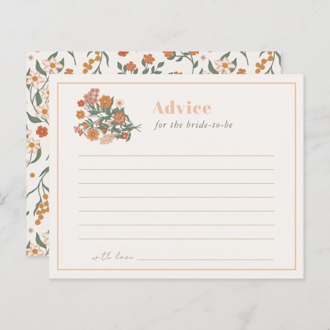 Tarjeta de consejo Boho Retro Wildflower Bridal Sh (Anverso / Reverso)