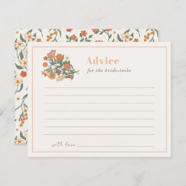 Tarjeta de consejo Boho Retro Wildflower Bridal Sh
