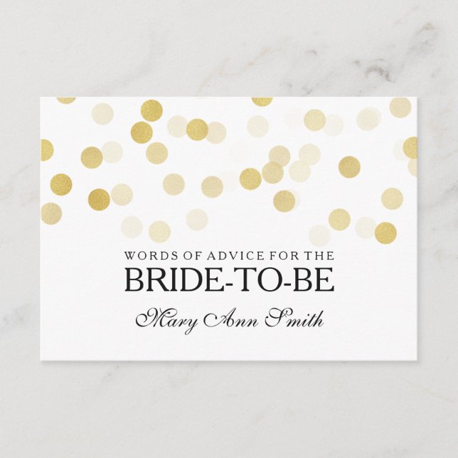 Tarjeta de consejo Bridal Shower Faux Relieve meta (Anverso)