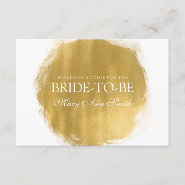 Tarjeta de consejo Bridal Shower Gold Paint Look (Anverso)