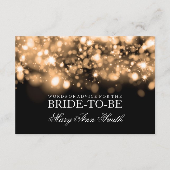 Tarjeta de consejo Bridal Shower Gold Sparkling Lu (Anverso)