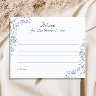 Tarjeta de consejo Chinoiserie Blue Floral Bridal