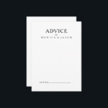 Tarjeta de consejo clásica Minimalista para Bodas<br><div class="desc">Esta clásica tarjeta de consejo minimalista es ideal para un evento sencillo y elegante. La tipografía vintage en blanco y negro le da un toque formal elegante. Manténgalo como está,  o elige personalizarlo con obras de arte o gráficos de su elección.</div>