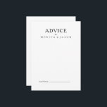 Tarjeta de consejo clásica Minimalista para Bodas<br><div class="desc">Esta clásica tarjeta de consejo minimalista es ideal para un evento sencillo y elegante. La tipografía vintage en blanco y negro le da un toque formal elegante. Manténgalo como está,  o elige personalizarlo con obras de arte o gráficos de su elección.</div>