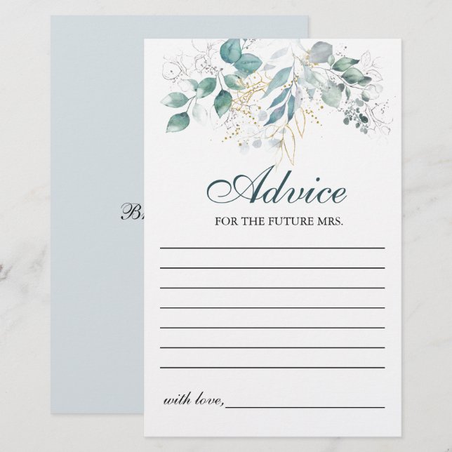 Tarjeta de consejo de acuarela (Anverso / Reverso)