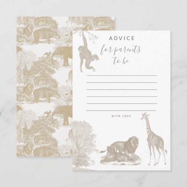 Tarjeta de consejo de Baby Shower para el Safari A (Anverso / Reverso)