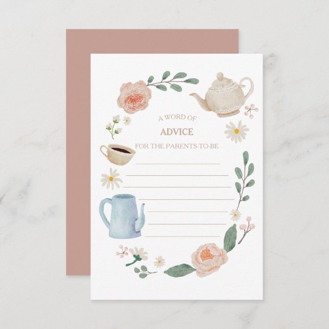 Tarjeta de consejo de Baby Shower Tea por la tarde (Anverso / Reverso)