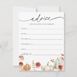 Tarjeta de consejo de bebé floral de calabaza de B
