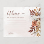 Tarjeta de consejo de boda Boho Fall Flowers<br><div class="desc">Cree un conservador duradero con estas hermosas tarjetas de consejo boda con temática floral de caída de terracota. Que sus invitados compartan su sincera sabiduría y buenos deseos de un matrimonio feliz. Estas encantadoras tarjetas son perfectas para cualquier pareja que planee una boda bohemia de otoño. Son una encantadora alternativa...</div>