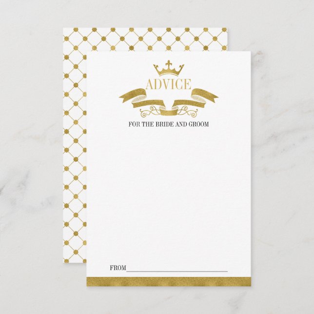 Tarjeta de consejo de boda Classic Gold Crest (Anverso / Reverso)