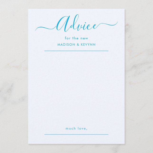 Tarjeta de consejo de boda con guión (Anverso)