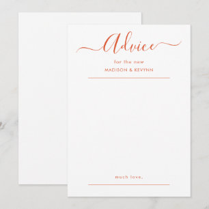 Tarjeta de consejo de boda con guión