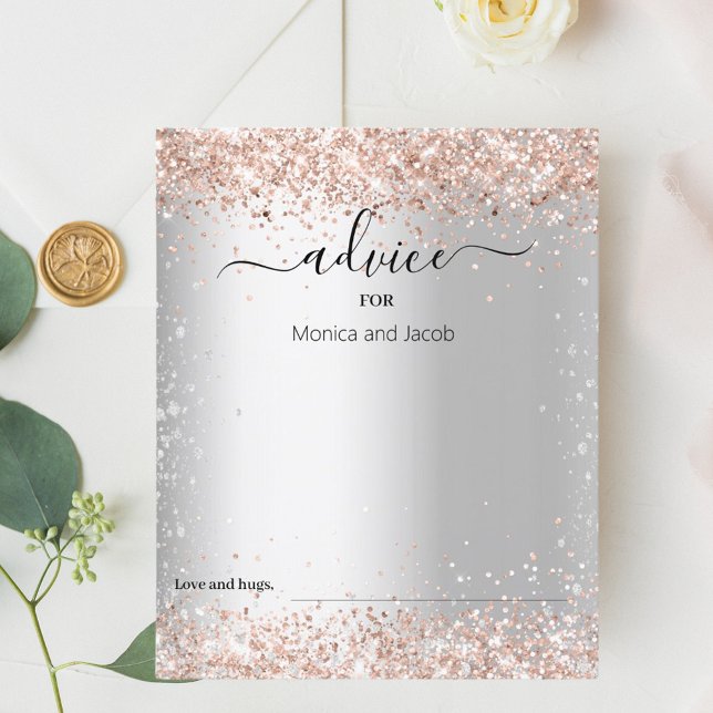 Tarjeta de consejo de boda de oro rosa de plata (Subido por el creador)