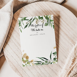 Tarjeta de consejo de Boda de oro tropical palabra